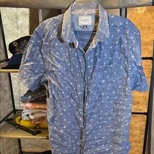 Light Blue Geometric Casual Button Down Shirt